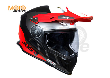 Шлем мотард JUST1 J34 PRO OuterSpace (черный/красный/белый матовый)