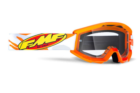 Маска кросс FMF - 100% Powercore Assault Grey с прозрачной линзой