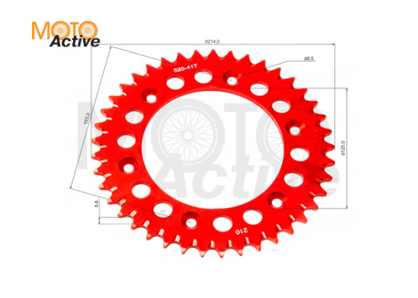 Венец, звезда ведомая (520-41) X-TECH Кросс 250-450 6х153х125 алюминиевая с самоочисткой