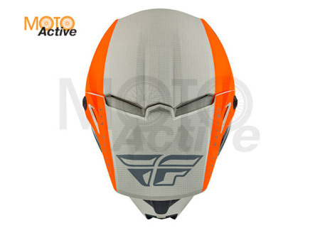 Шлем детский (кроссовый) FLY RACING KINETIC STRAIGHT EDGE, оранжевый/серый/матовый (2021)
