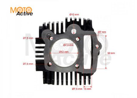 Цилиндро-поршневая группа 4T двиг. YX125 см3 153FMI d-52,4, p-14 (чугун. цил.) SM-PARTS